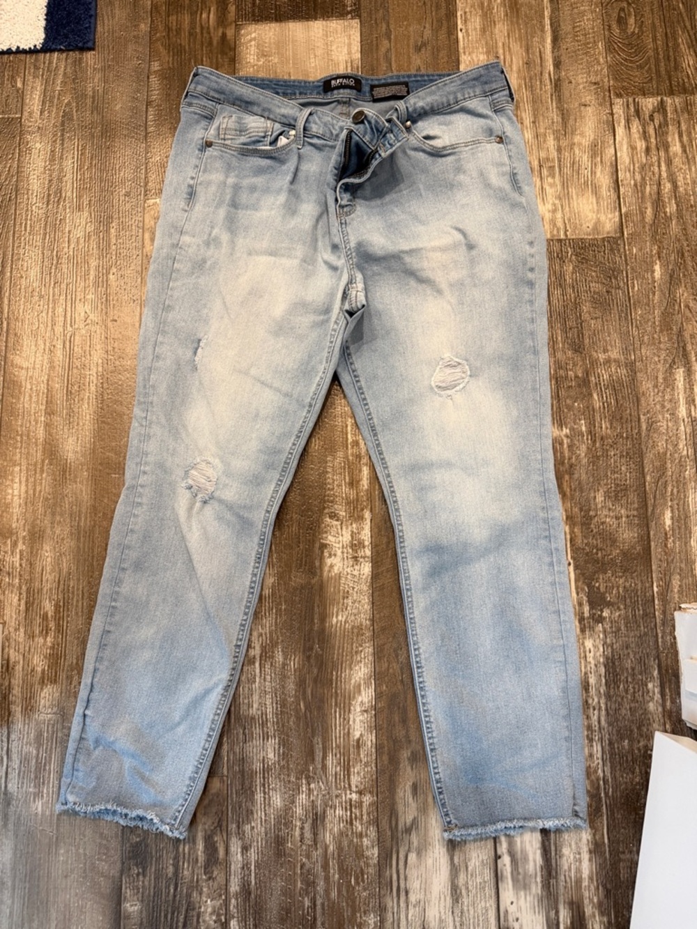 Buffalo David Bitton Light Blue Distressed Cropped Jeans